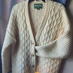 American Eagle Outfitters Cream Cable-Knit Button Cardigan